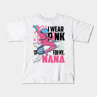 I Wear Pink For My Nana Breast Cancer Awareness Grandma Kids Kids T-Shirt